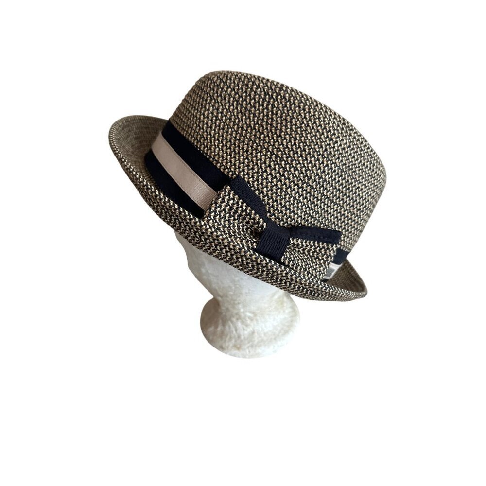 Betmar‎ New York Mens Fedora Hat Black & Beige Ribbon Retro